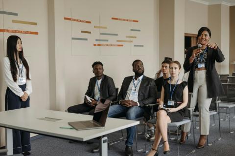 Public Speaking and Presentation (Photo by Pavel Danilyuk: https://www.pexels.com/photo/a-woman-holding-a-microphone-while-talking-8761553/)